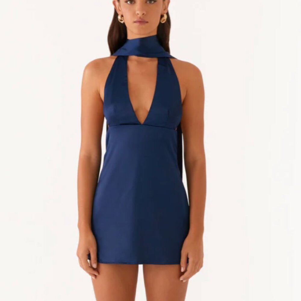 Pepper Mayo Alicia Satin Halter Mini Dress